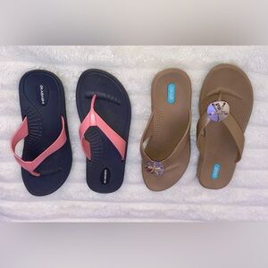 2 pair Okabashi Oka b flip flops size L (women’s 10-11)